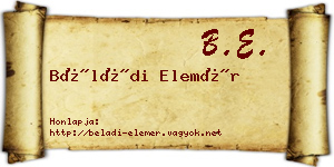 Béládi Elemér névjegykártya