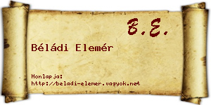 Béládi Elemér névjegykártya